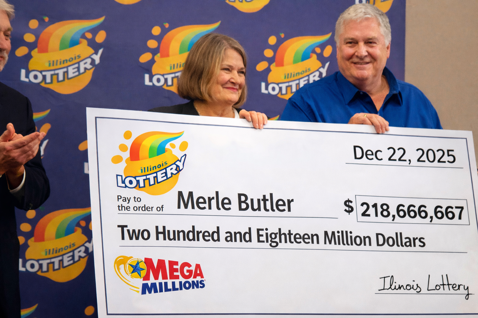 Jason and Merle Butler celebrating their prize