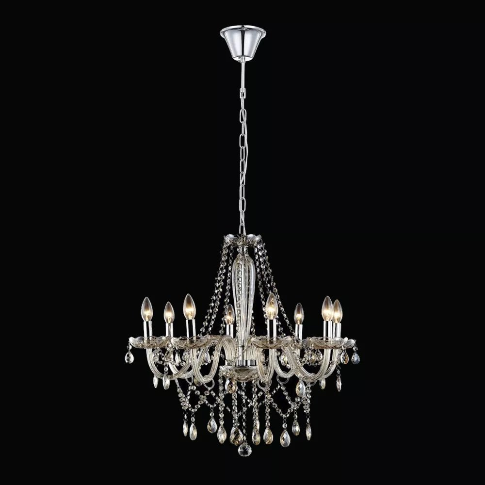Lustres 40w 08 lamp e27 transparente 08 brac c/ cristais maria teresa