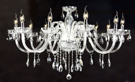 Lustres alessa 12 lamp. e14 cristal transparente 98x57cm