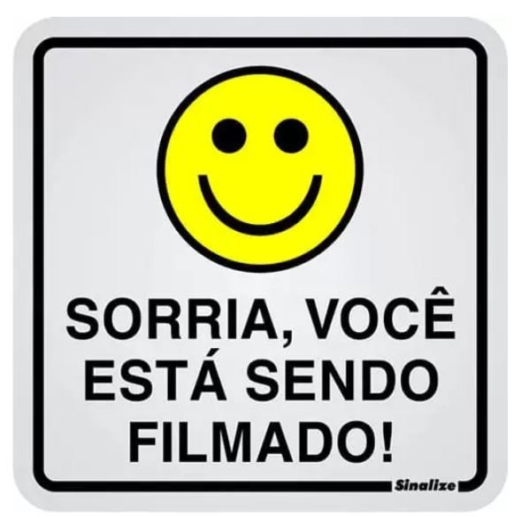 Placa de sinalizacao aluminio sorria voce esta sendo filmado 15x15cm