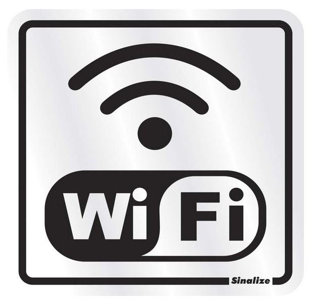 Placa de sinalizacao aluminio wi fi 15x15cm